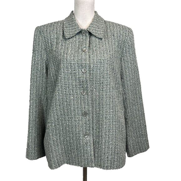 Alfred Dunner Blazer Jacket size 16 Blue Gold Tweed Career Suit Professional - Picture 1 of 8
